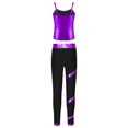 thumbnail image 1 of Raenseen Kids Girls Hip Hop Dance Outfit Girls Sparkly Camisole Tank with Shiny Rhinestones Pants Purple 6, 1 of 9