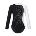 thumbnail image 1 of Raenseen Kids Girls Rhinestone Long Sleeve Gymnastics Leotard Figure Ice Skating Jumpsuit Dance Bodysuit Dancewear A White 12, 1 of 7