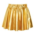 thumbnail image 1 of Raenseen Kids Girls Shiny Metallic Pleated A-Line Mini Skirts Ballet Dance Skirts Athletic Scooter Skater Skorts A Gold 15-16, 1 of 7