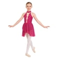thumbnail image 1 of Raenseen Kids Girls Shiny Rhinestone Figure Ice Skating Dress Gymnastic Skirted Leotard Ballerina Outfit Competition Dancewear Hot Pink 16, 1 of 7