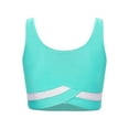 thumbnail image 1 of Raenseen Kids Girls Sleeveless Dance Crop Top Sports Bra Athletic Ballet Gymnastics T-Shirt Blue Green 14, 1 of 9