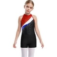 thumbnail image 1 of Raenseen Kids Girls Sleeveless Gymnastics Leotard Ballet Dance Biketard Unitard with Shorts Hair Tie Set Swimsuit Black&Red 6, 1 of 7