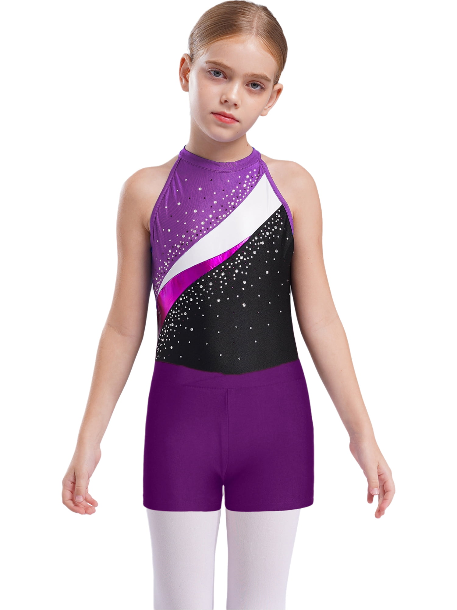 Raenseen Kids Girls Sleeveless Gymnastics Leotard Ballet Dance Biketard