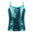 thumbnail image 1 of Raenseen Kids Girls Sleeveless Sequins Camisole Cami Top Tank Jazz Hip Hop Dance Top Performance Lake Blue 6, 1 of 9