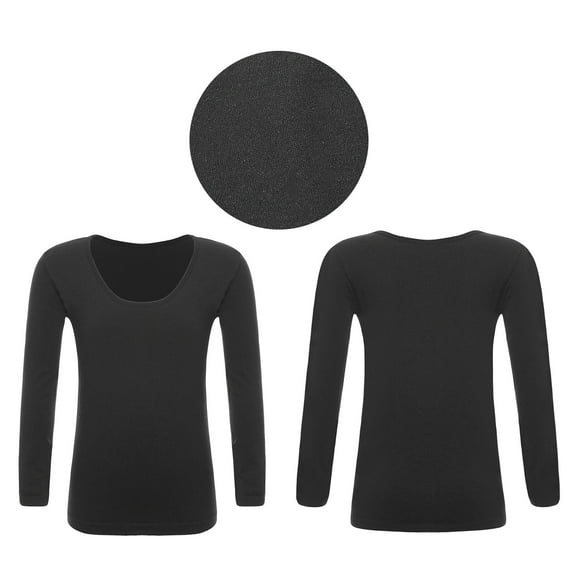 Raenseen Kids Girls Thermal Underwear Tops Dance Training Long Sleeve T-Shirt Top Type A Black S