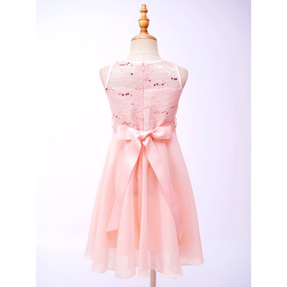 Raenseen Kids Wedding Pageant Party Ball Gown Flower Dresses Girls Sequins Prom Dress Tutu Dress Ball Pearl Pink 14