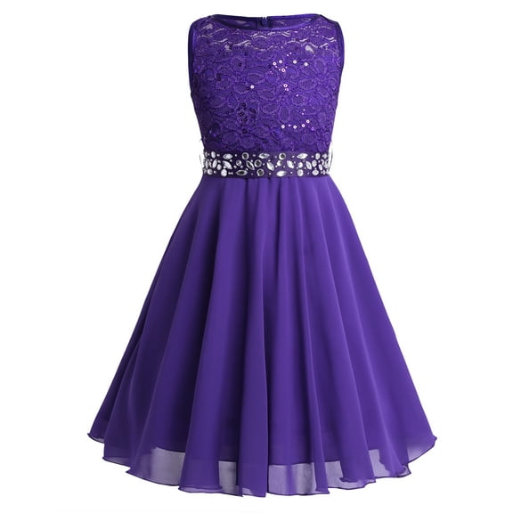 Raenseen Kids Wedding Pageant Party Ball Gown Flower Dresses Girls Sequins Prom Dress Tutu Dress Ball Purple 10