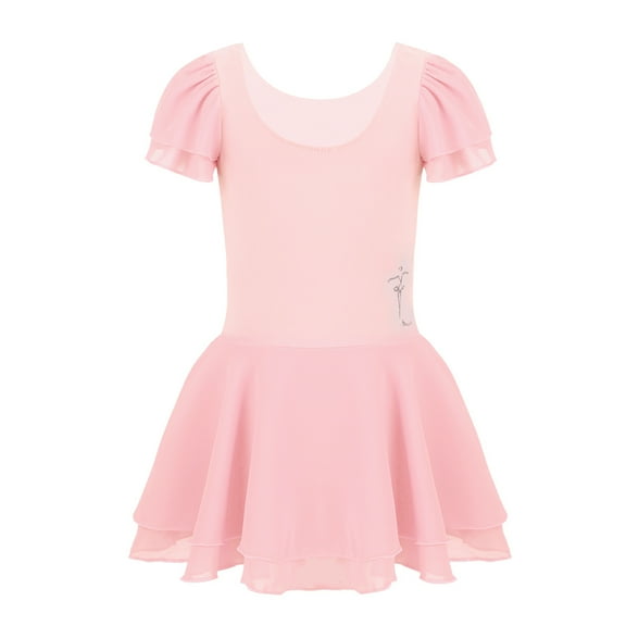 Raenseen Leotard Dance Ballet Dress Girls Ballerina Skirt Tutu Dress Gymnastics Leotards Pink L