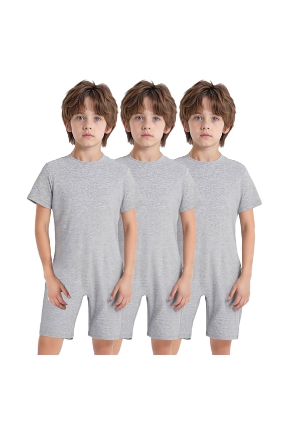 Little Girls Boys Ruffle Jumpsuit High Waist Rompers Overalls One Piece Solid Bodysuit Wide Leg Shorts Grey 6