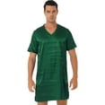 thumbnail image 1 of Raenseen Men Satin Nightshirts Sleepwear Summer Homewear Pajama Top Above Knee Length Comfy Night Dark Green XXL, 1 of 7