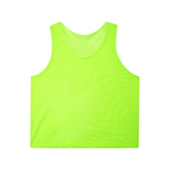 Raenseen Men's Mesh See Through Fishnet Muscle Tank Top Sleeveless Workout Crop Top T-Shirt Night Fluorescent Green XL