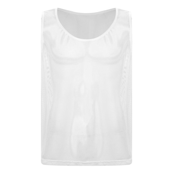 Raenseen Men's Mesh See Through Fishnet Muscle Tank Top Sleeveless Workout Crop Top T-Shirt Night White XL