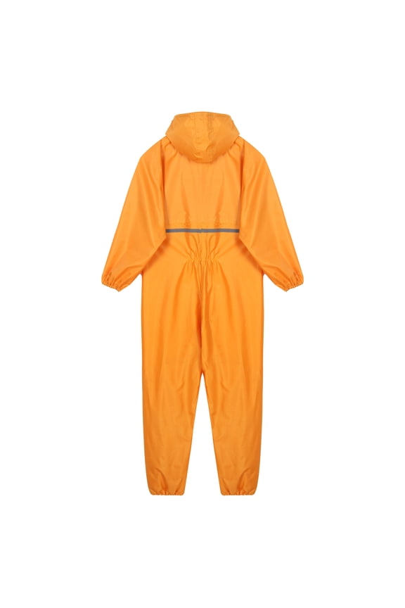 Men's One Piece Jumpsuit Reflective Rainseal Waterproof Windproof Hooded Coverall Rain Coat Yellow 190/4XL