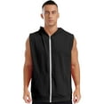 thumbnail image 1 of Raenseen Mens Fashion Sleeveless Athletic Hoodies Sport Sweatshirt Solid Color Pullover Gym Tank Top Black XXL, 1 of 8