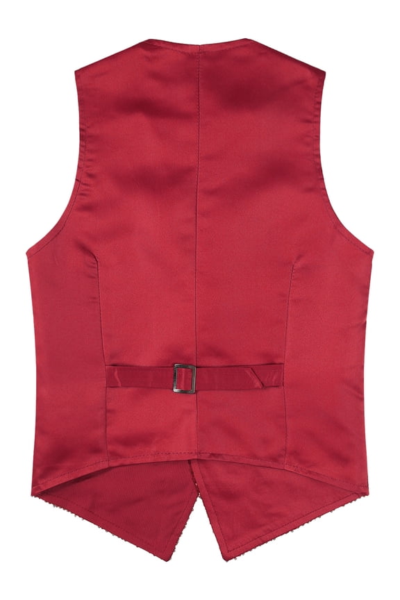 Mens Sequin Vest Shiny Suit Vest V-Neck Party Dress Stylish Tuxedo Waistcoat Sleeveless Red 170/XL