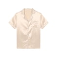 thumbnail image 1 of Raenseen Mens Silk Pajama Top Satin Home Sleepwear Short Sleeve Button Down Shirt Sleep Blouse Light Apricot L, 1 of 9
