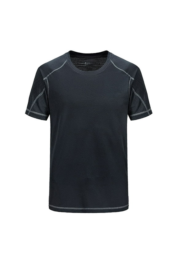 Mens Swim Shirts Rash Guard Shirt T-Shirt UPF 50+ Muscle Gym Tee Short Sleeve Elastic Dark Grey 4XL