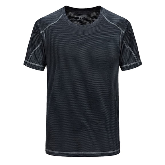 Raenseen Mens Swim Shirts Rash Guard Shirt T-Shirt UPF 50+ Muscle Gym Tee Short Sleeve Elastic Dark Grey L