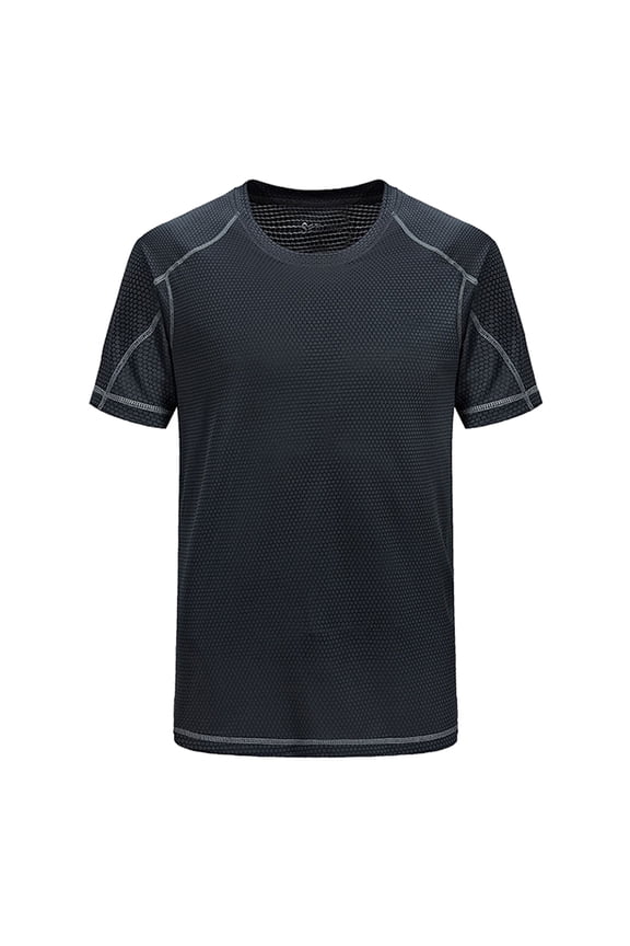 Mens Swim Shirts Rash Guard Shirt T-Shirt UPF 50+ Muscle Gym Tee Short Sleeve Elastic Dark Grey L
