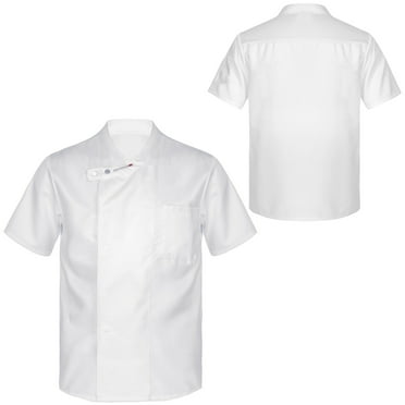 Raenseen Mens Womens Short&Long Sleeve Chef Coat Stand Collar Summer Chef Jacket Kitchen Hotel White L