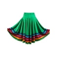 thumbnail image 1 of Raenseen Women Colorful Layers Full Dance Skirt for Spanish Flamenco Belly Dance Mexico Ballet Green 55cm XXL, 1 of 6