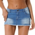 thumbnail image 1 of Raenseen Women Denim Skirts Low Waist Short Mini Skirt A-line Slim Fit Bodycon Jean Skirt Blue M, 1 of 8