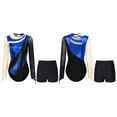 thumbnail image 1 of Raenseen Women Metallic Gymnastic Leotard With Shorts Ballet Dance Bodysuit Ballerina Dancewear Blue S, 1 of 9