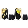 thumbnail image 1 of Raenseen Women Metallic Gymnastic Leotard With Shorts Ballet Dance Bodysuit Ballerina Dancewear Gold XXL, 1 of 9