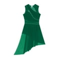 thumbnail image 1 of Raenseen Women Rhinestone Lyrical Dance Dress Irregular Flowy Tulle Skirt Leotard Gymnastic Unitard Green XXL, 1 of 9
