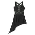 thumbnail image 1 of Raenseen Women Rhinestone Lyrical Dance Dress Modern Contemporary Dancewear Figure Skating Dance Black S, 1 of 9