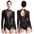 thumbnail image 1 of Raenseen Women Rhinestones Latin Dance Leotard Salsa Tango Dance Bodysuit Rhythmic Gymnastics Black M, 1 of 9