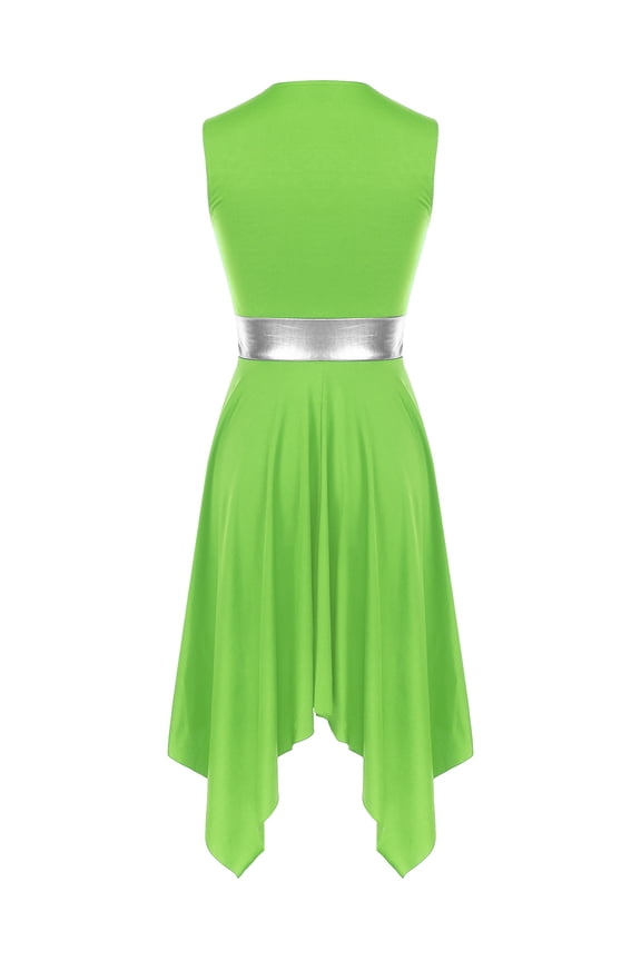 Women's Asymmetrical Praise Dance Tunic Sleeveless Worship Lyrical Dance Dress Overlay Light Green XXL