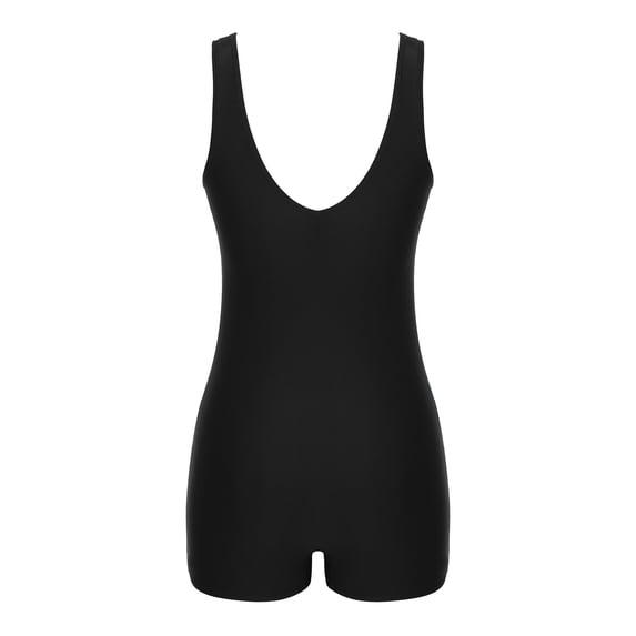 Raenseen Women's Boyleg One Piece Swimsuit Athletic Sports Training Swimwear UPF 50+ Sun Protection Black 4XL/XL