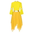 thumbnail image 1 of Raenseen Women's Color Block Liturgical Praise Dance Dress Flare Sleeve Chiffon Lyrical Worship Yellow S, 1 of 9