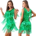 thumbnail image 1 of Raenseen Women's Flapper Dresses Fringed 1920s Sequins Formal Swing Cocktail Party Dress Green L, 1 of 8