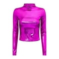 thumbnail image 1 of Raenseen Women's Metallic Long Sleeve Dance Tops Turtleneck Metallic Blouses Glitter Tank Tops Dance Hot Pink S, 1 of 9