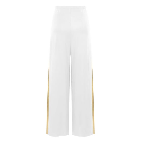 Raenseen Women's Metallic Praise Dance Pants Wide-leg Worship Liturgical Costume Celebration of White S