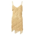 thumbnail image 1 of Raenseen Women's Sequins Tassel Dance Costume Samba Rumba Tango Dance Dress 1920s Flapper Cocktail Gold One_Size, 1 of 8