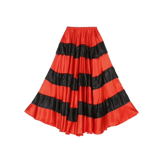 Raenseen Womens Flamenco Dance Skirt Folkloric Spanish Bull Dance Skirts Full Circle Mexican Type A 360 Degree One Size