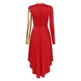 thumbnail image 1 of Raenseen Womens Lyrical Dance Dress Long Sleeve High-low Hem Metallic Praise Dance Dress Worship Red XXL, 1 of 9