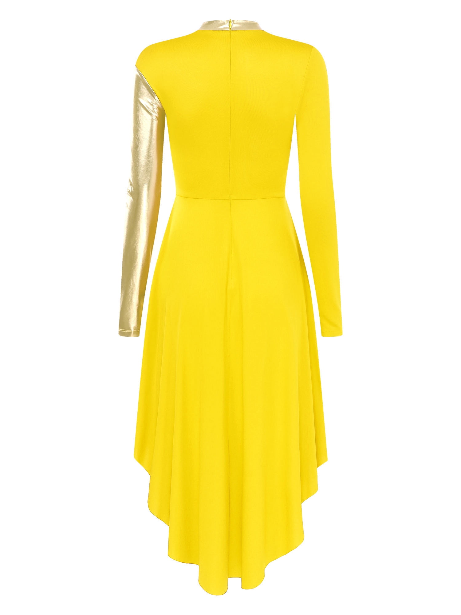 Raenseen Womens Lyrical Dance Dress Long Sleeve High-low Hem