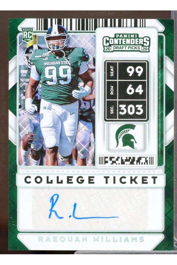 Raequan Williams AU Card 2020 Panini Contenders Draft Picks Diamond Ticket #254