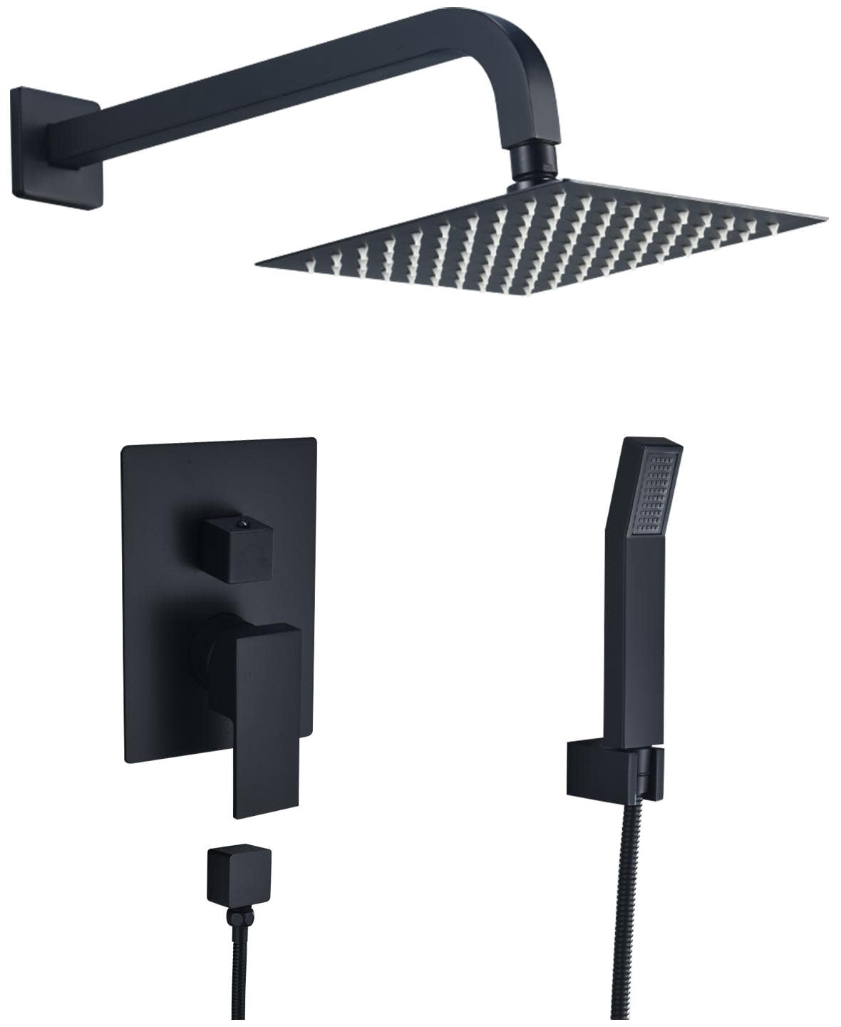 Shower Product Razorback Raeren Complete Shower System in Matte Black with Rough-In Valve with 8 ...