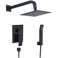 thumbnail image 1 of Raeren Complete Shower System in Matte Black with Rough-In Valve with 8 In. Square Rain Shower Head, 1 of 7