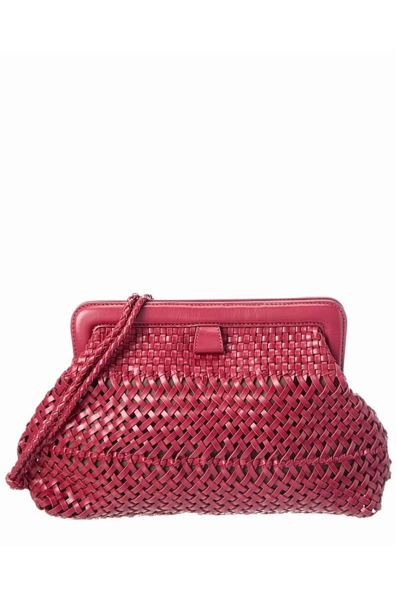 Fernanda Leather Clutch, Red