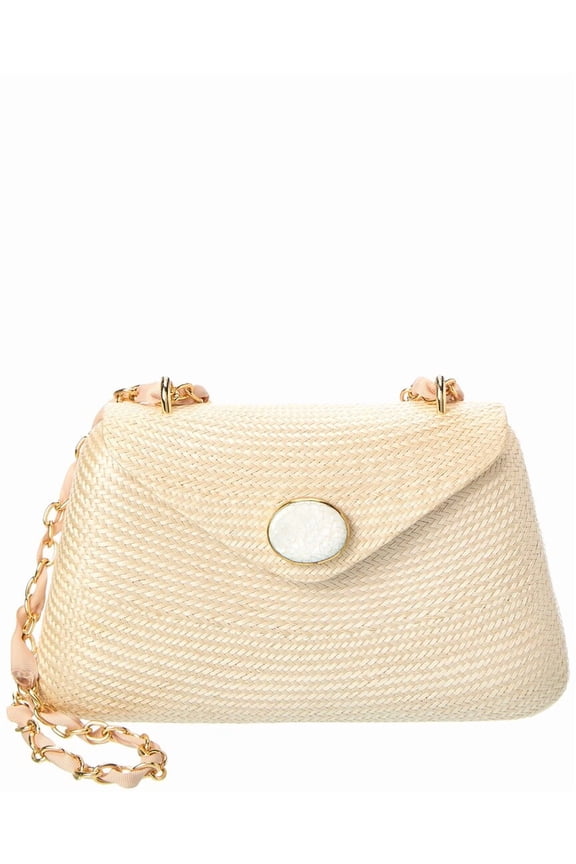 Rocio Straw Shoulder Bag, White