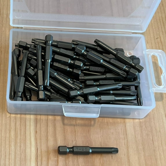 RafKat 50 Pack 2-Inch Torx T25 Power Bits, Industrial Alloy