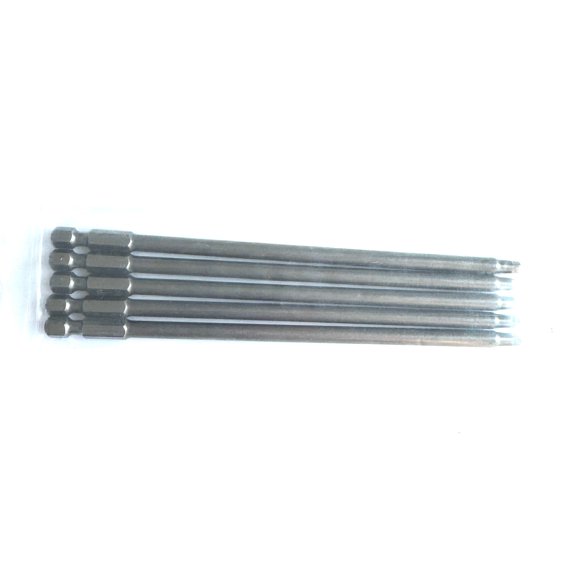 RafKat SQ2 Square (Robertson) Extended Power Bits, 6 in. Length, 1/4 in. Hex Shank, S2 Steel, Impact Rated (5-Pack)