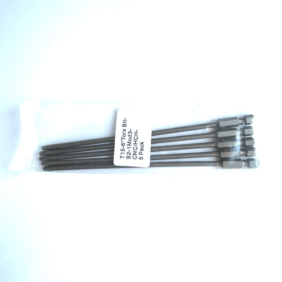 RafKat T15 Torx Extended Power Bits, 6 in. Length, 1/4 in. Hex Shank, S2 Steel, Impact Rated (5-Pack)