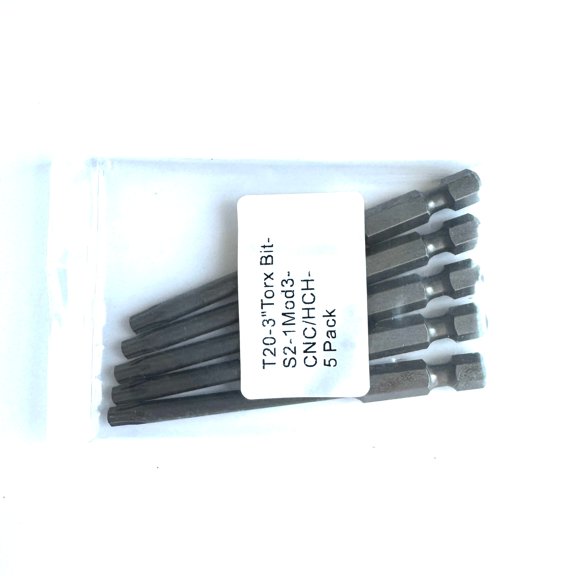 RafKat T20 Torx Extended Power Bits, 3 in. Length, 1/4 in. Hex Shank, S2 Steel, Impact Rated (5-Pack)